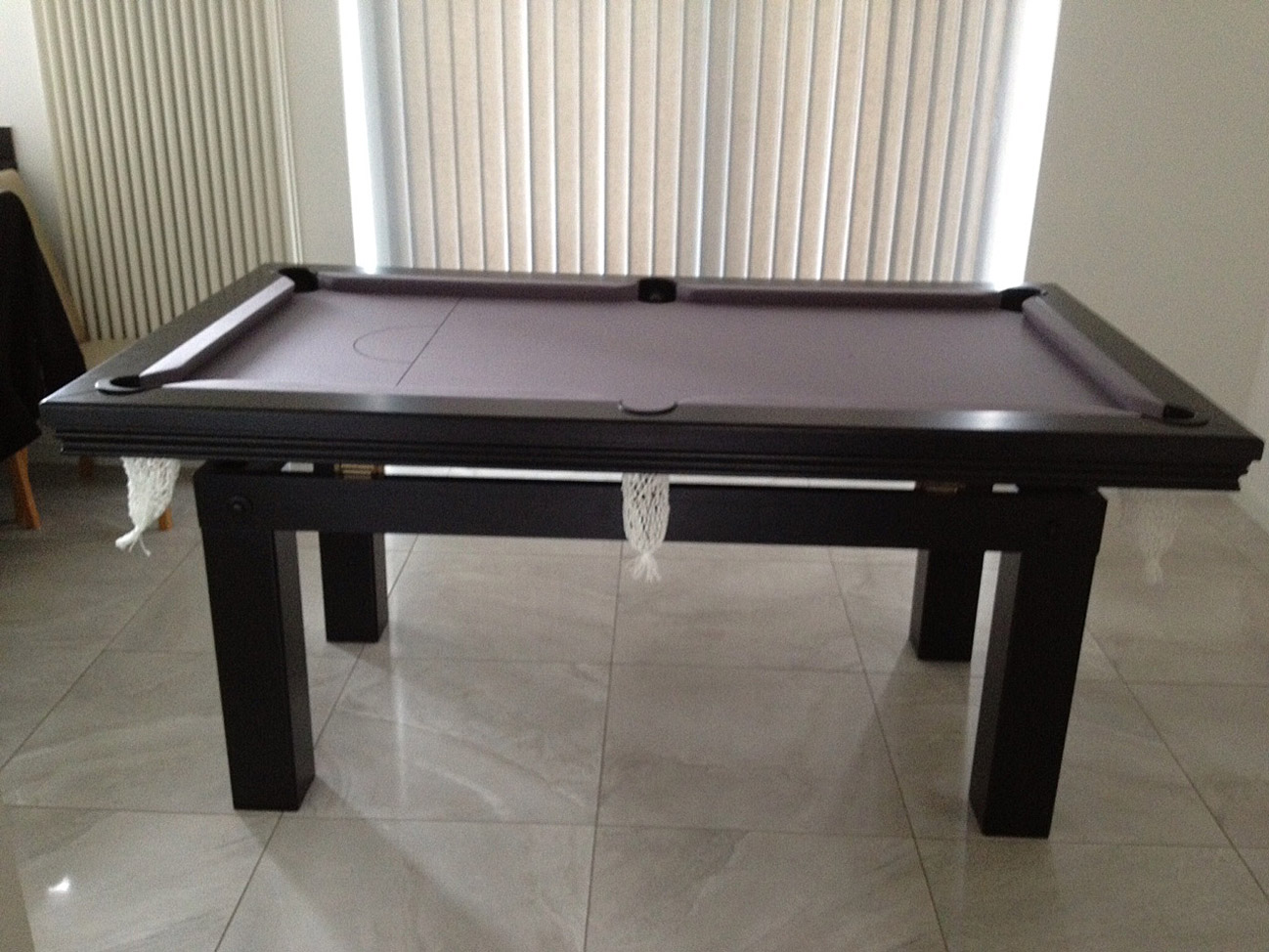 Pool Dining Table in Black / Silver - Snooker & Pool Tables